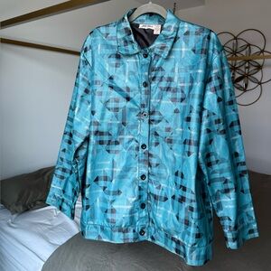 Vintage Gold Flava Long Sleeve Shirt Blue Green Sz Plus 24 Leather 90s Y2K